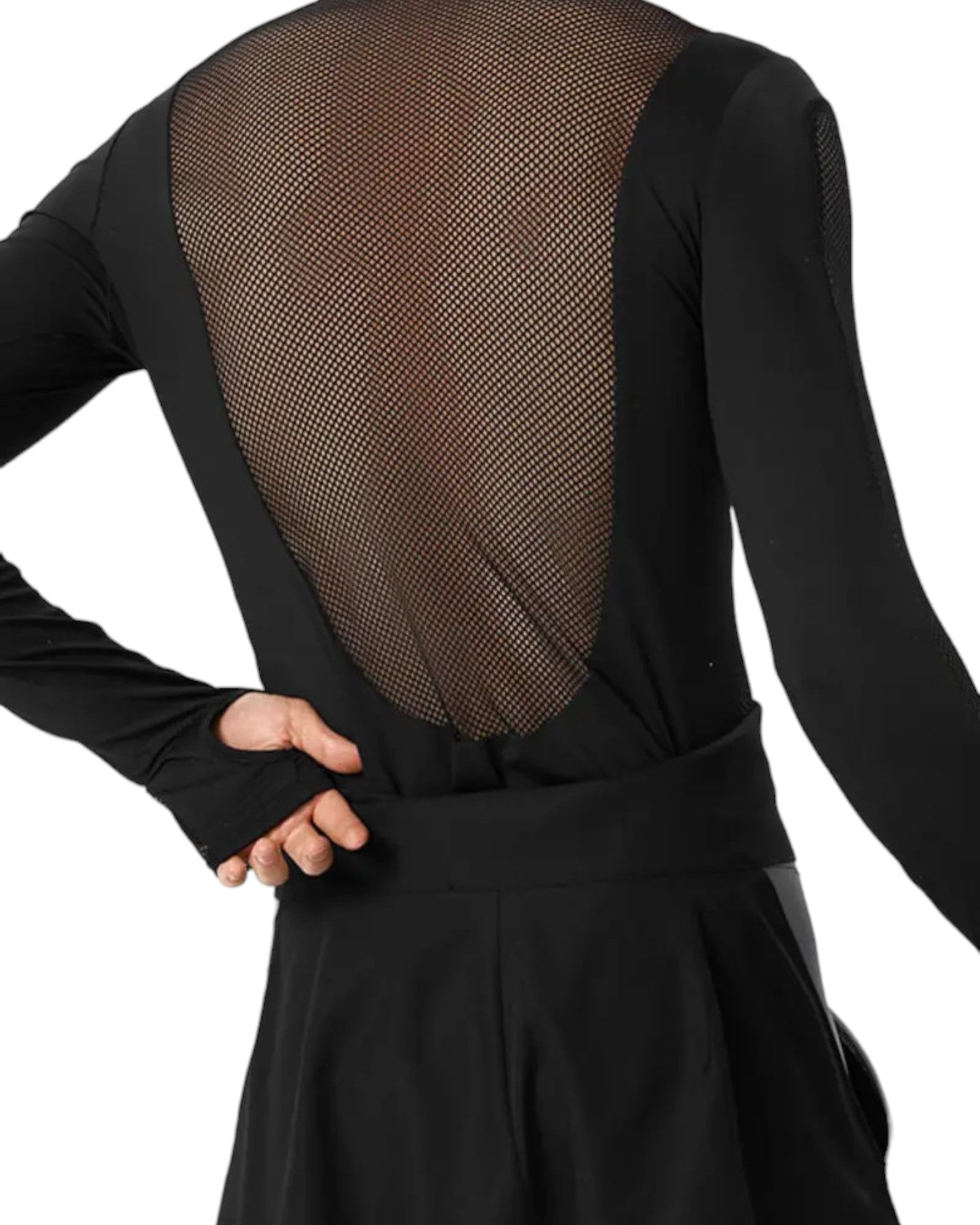 Unisex Mesh Body mit langen Ärmeln und tiefem Ausschnitt – Clubwear für Damen & Herren
