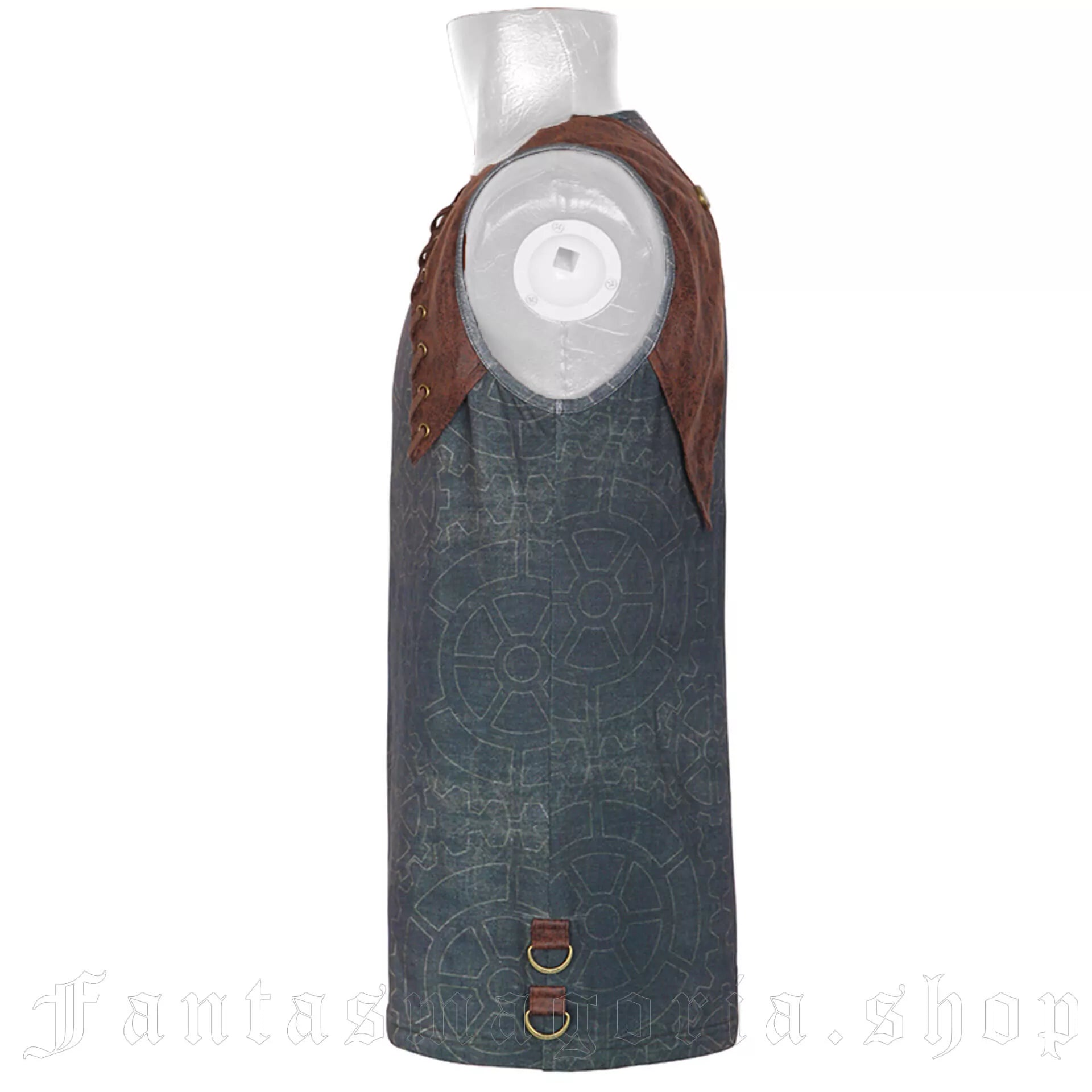 Punk Rave – Steampunk Sleeveless Top „Obsidian Mechanica“ mit Zahnrad-Print