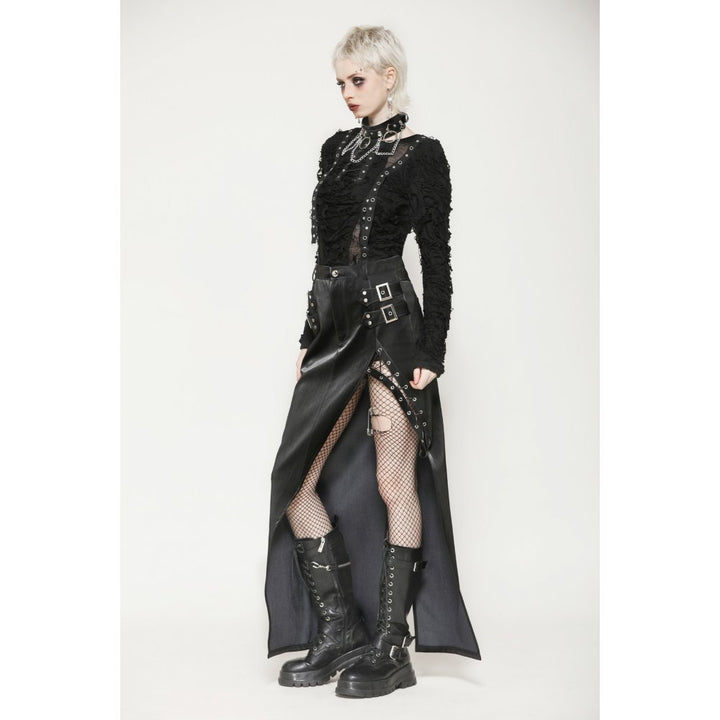 Rebel Vice – Schwarzer Bodycon-Rock mit Front-Split