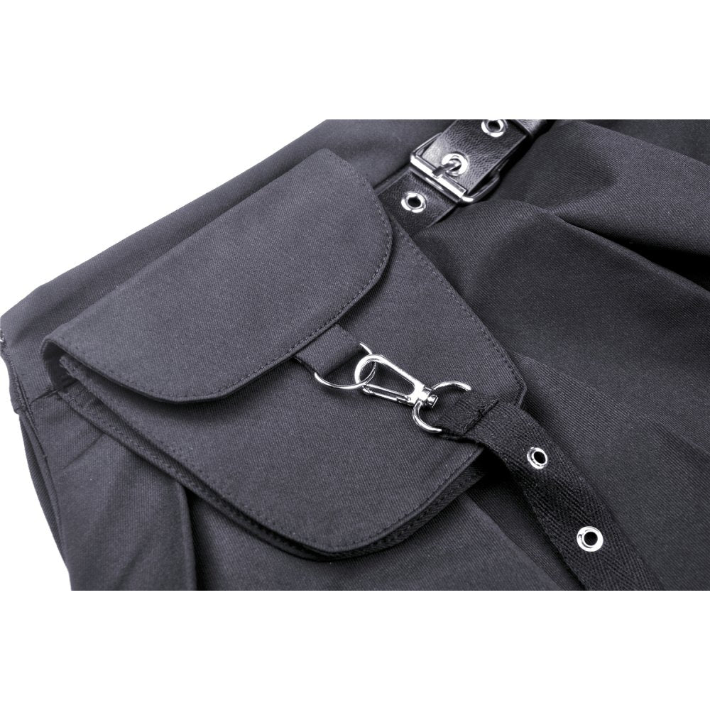 Kurzer Rock mit integriertem Beinharness, abnehmbarer Tasche und Taillengürtel –gothic Club-Outfit und auffälliges Partyoutfit - perfekt zu schwarzen boots