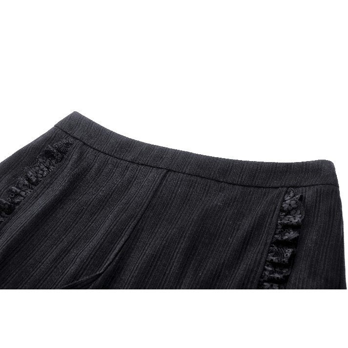 Schwarze Shorts „Velvet Noir“ mit feinem Rippmuster, seitlicher Spitzenverzierung und taillierter Passform – sinnlich-elegantes Lingerie-Statement von mySecretKey