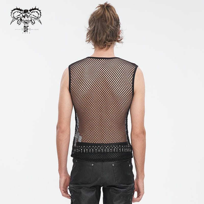 Rückansicht des ärmellosen Gothic Mesh-Tops von Devil Fashion