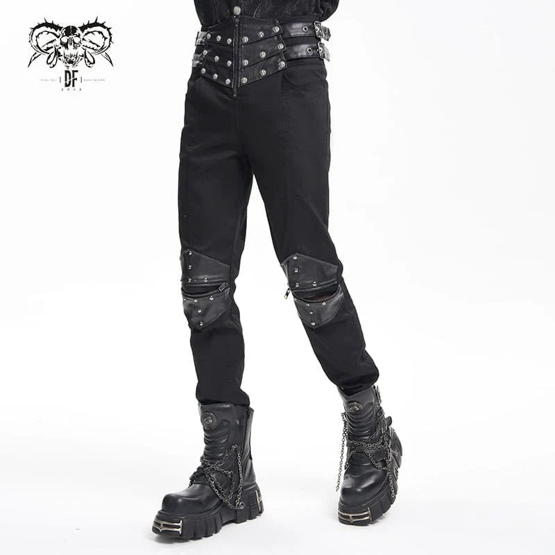 Nightbound – Gothic Buckle-up Studded Trousers