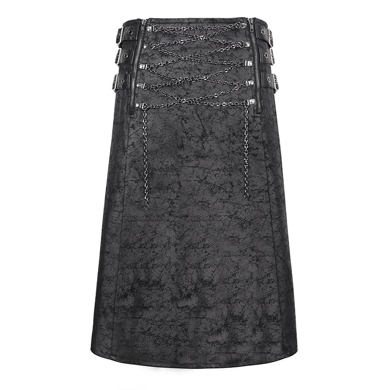 Iron Reign – Gothic Multi-Buckle Kilt for Men