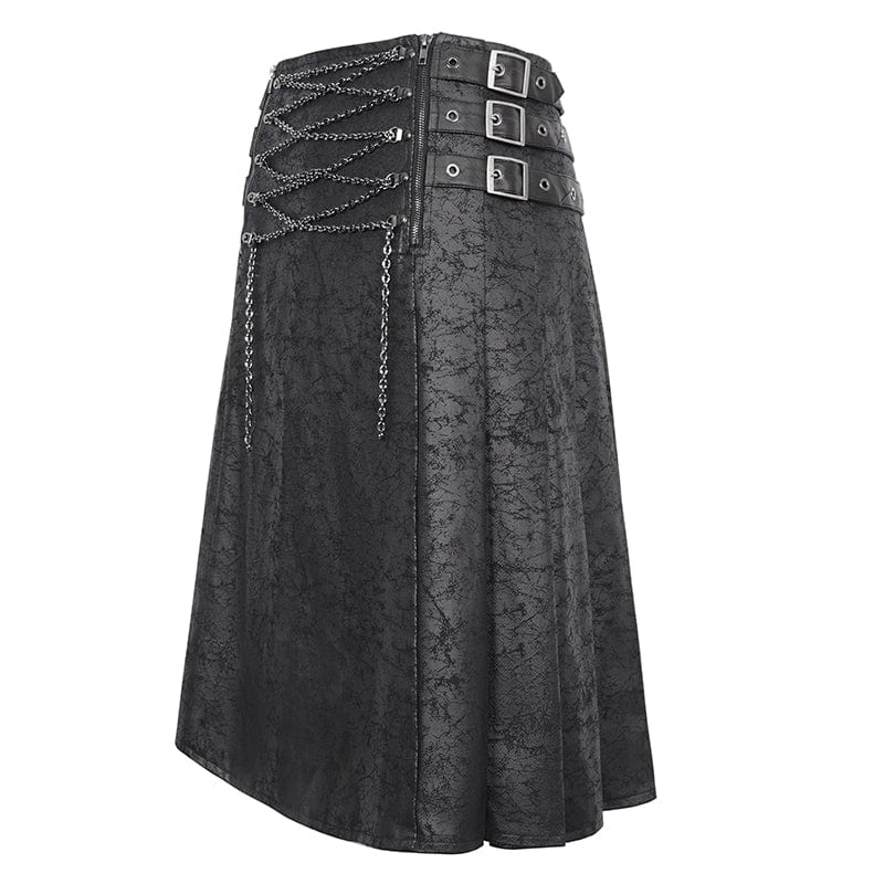 Iron Reign – Gothic Multi-Buckle Kilt für Männer