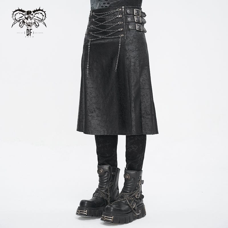 Iron Reign – Gothic Multi-Buckle Kilt for Men