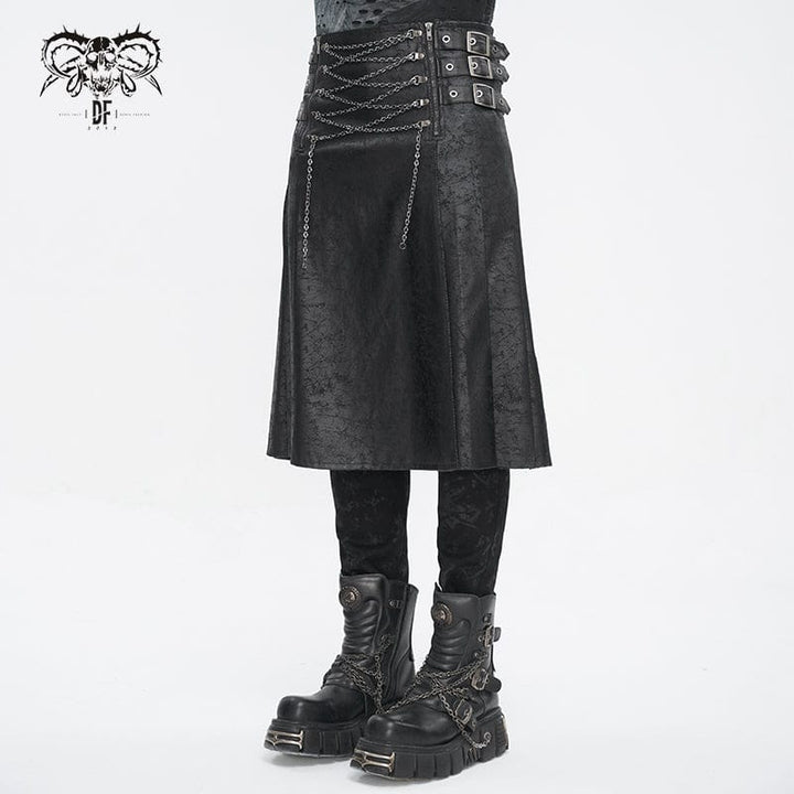 Iron Reign – Gothic Multi-Buckle Kilt für Männer