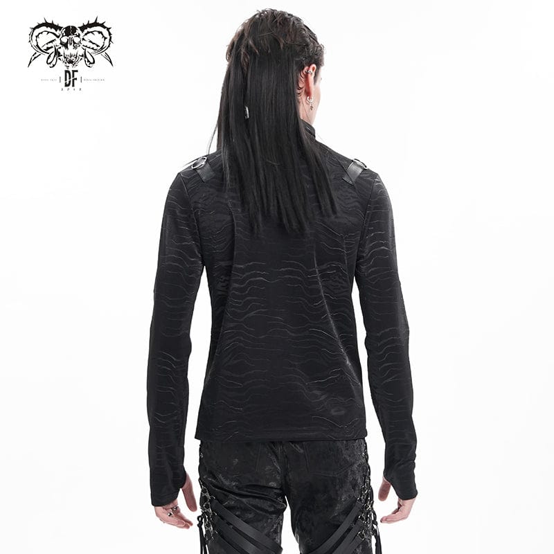 Obsidian Oath – Gothic Chain Sweater with stand-up collar