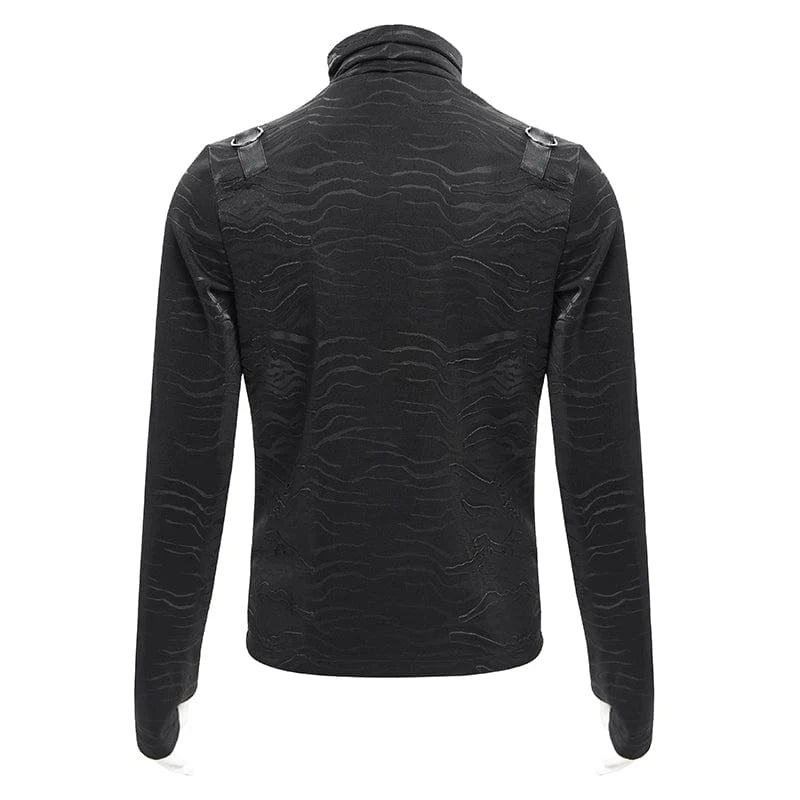 Obsidian Oath – Gothic Chain Sweater with stand-up collar