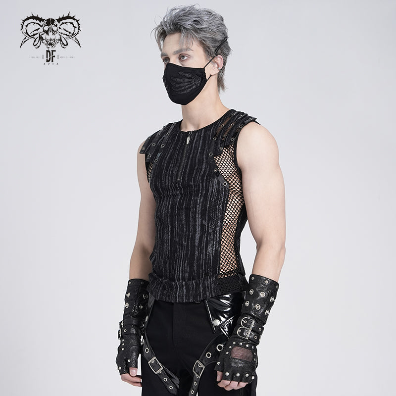 Detailansicht der seitlichen Mesh-Einsätze für einen industriellen Grunge-Look.