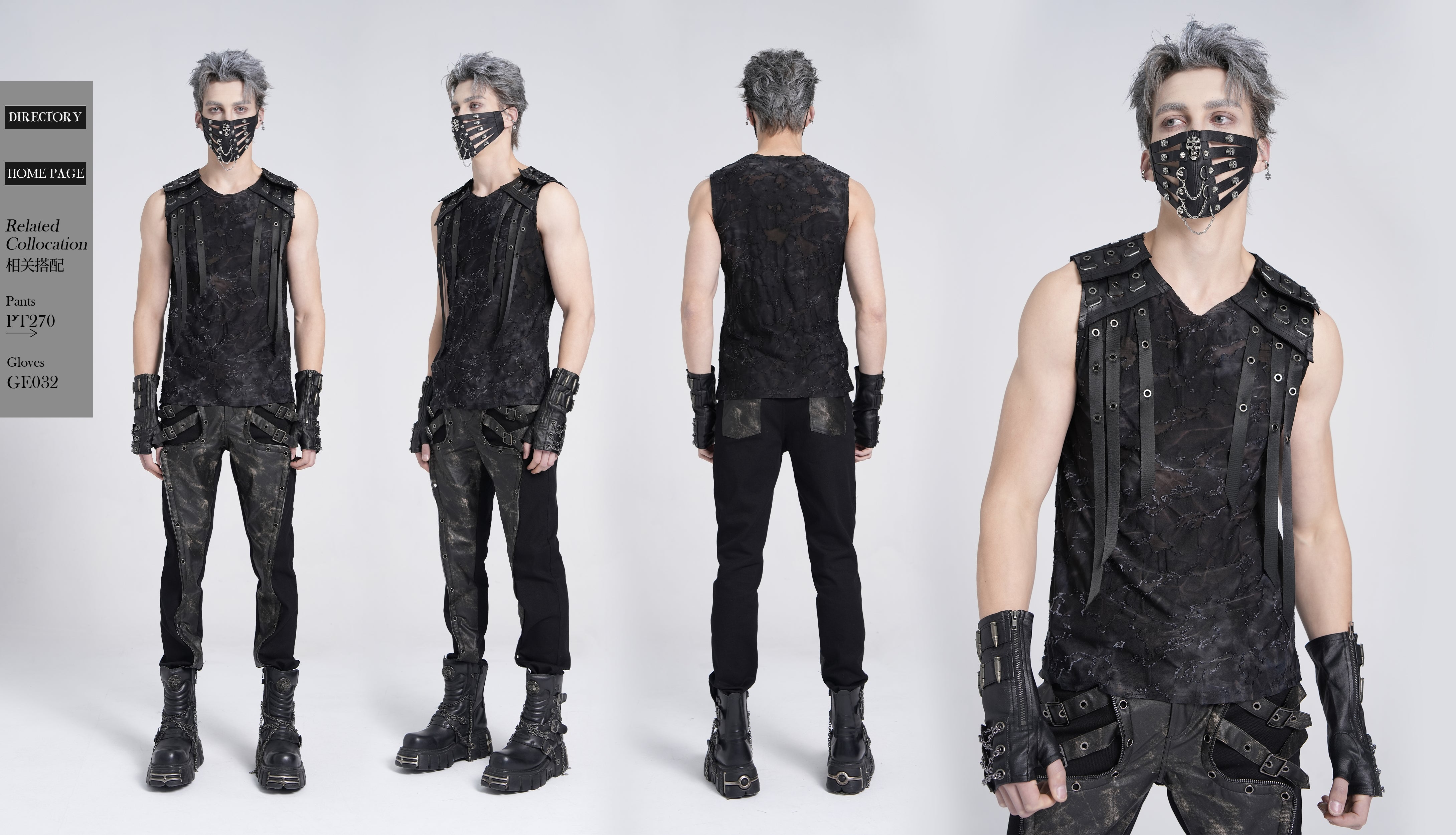 Devil Fashion Dystopie Top am Modell kombiniert für ein Endzeit-Festival-Outfit.