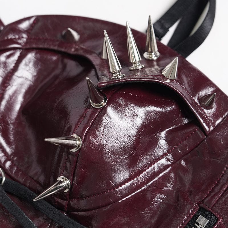 Devil Fashion Damen Punk-Korsett Bordeaux mit Nieten & Schnürung