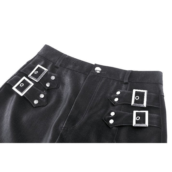 Langer Bodycon-Rock in Lederoptik mit hohem Schlitz – verführerisches Club-Outfit und elegantes Partyoutfit mit Gothic Note.