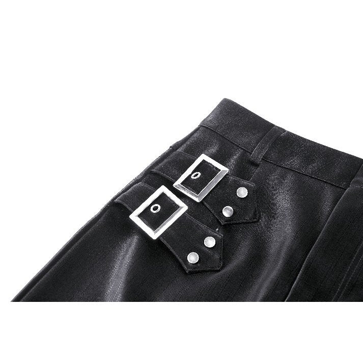 Langer Bodycon-Rock in Lederoptik mit hohem Schlitz – verführerisches Club-Outfit und elegantes Partyoutfit mit Gothic Note.