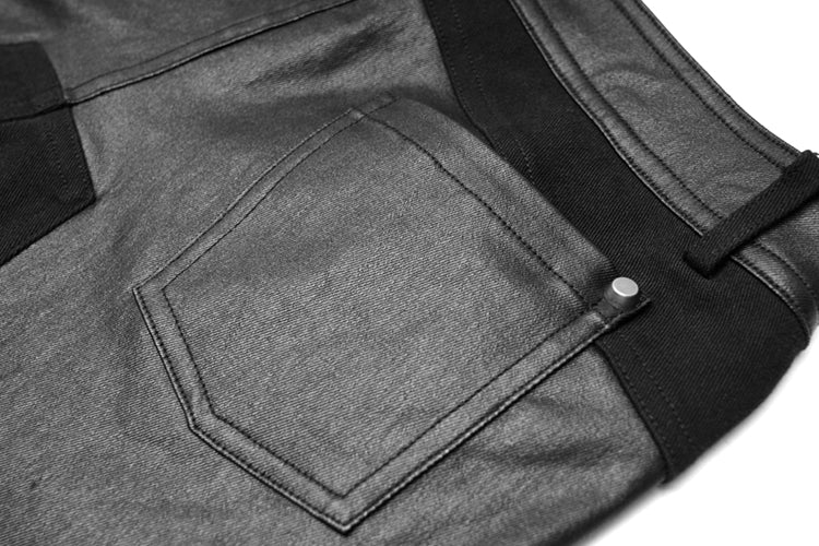 Punk Rave Blood Rain Damen Kunstleder-Röhrenhose mit Killernieten