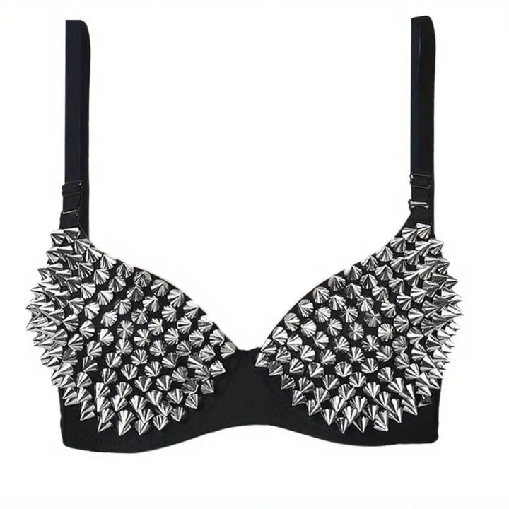 Spike me up - Punk-Stil Metallic Push-Up Bralette
