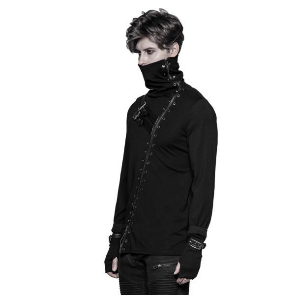 Industrial Goth Herren Shirt Jacke mit Zipper & Armstulpen.