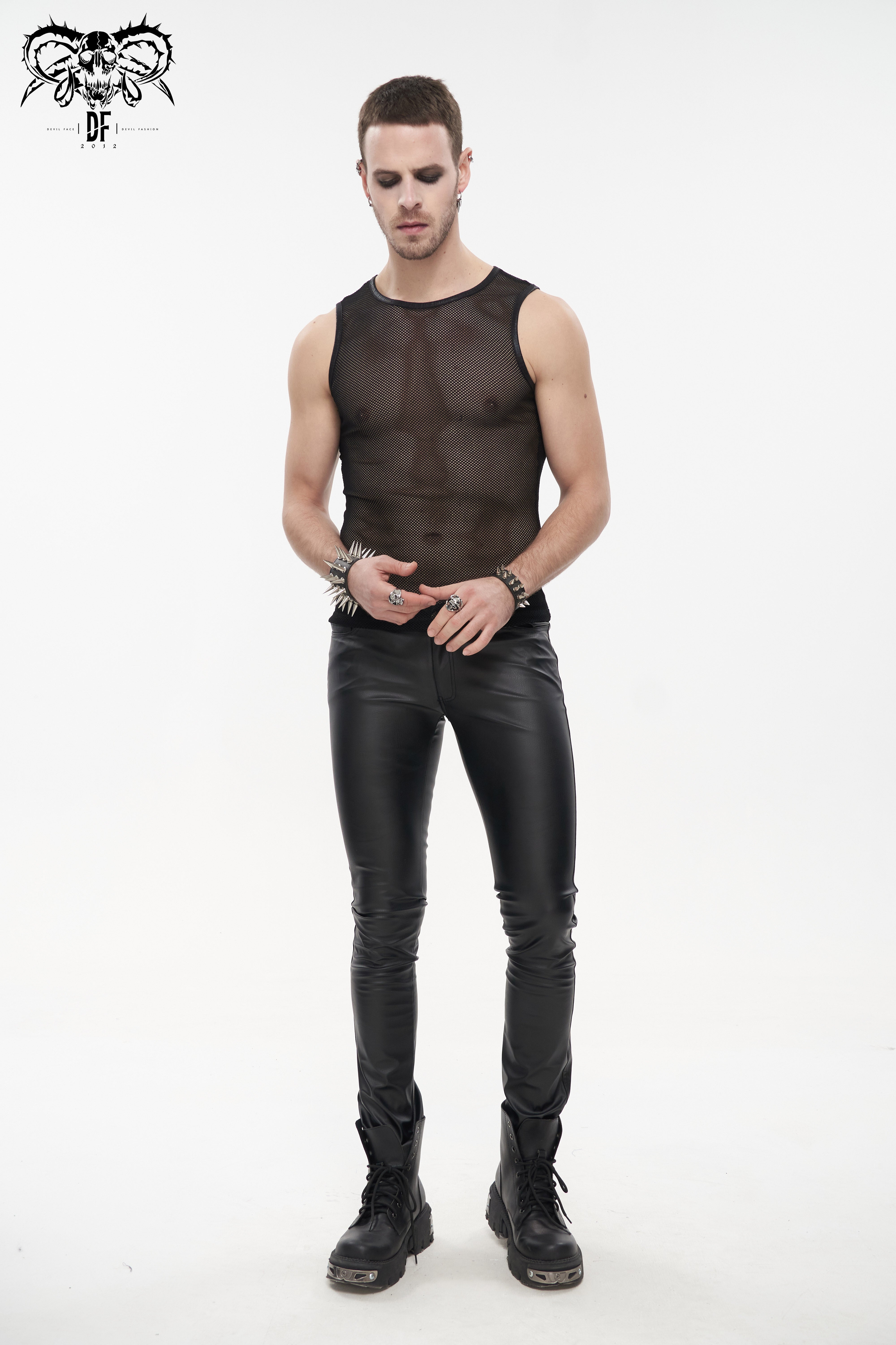 Hautenges Gothic Tanktop aus elastischem Netz-Material