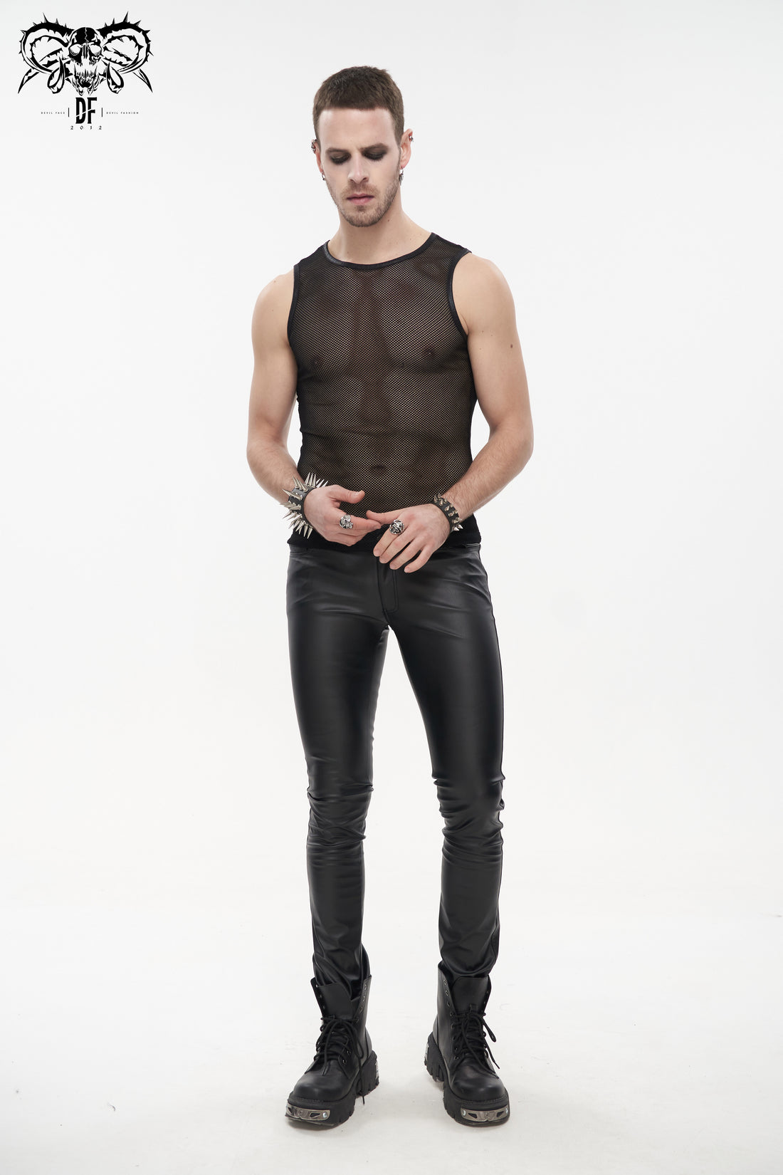 Hautenges Gothic Tanktop aus elastischem Netz-Material