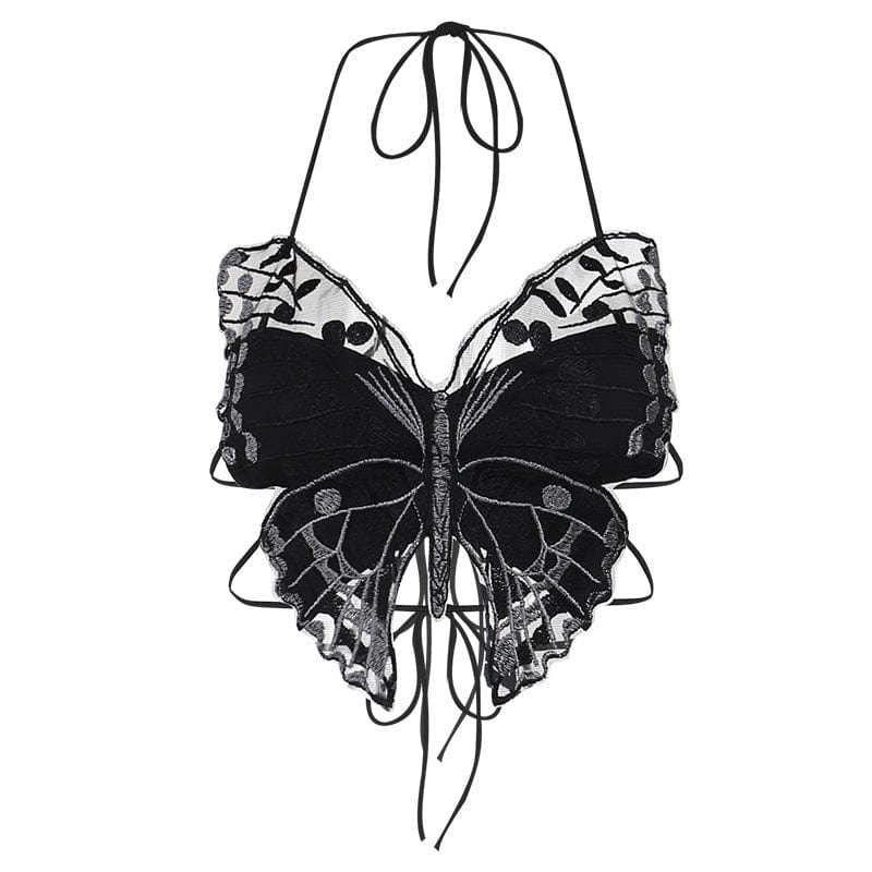 Kobine Gothic Schmetterlings-Bustier | Y2K Cyber-Punk Crop Top