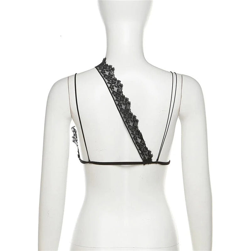 Asymmetrisches Neckholder Crop Top mit Schnürung