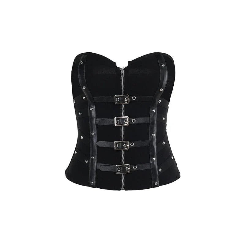 Punk-Bustier mit Schnallen und Trägerdetails