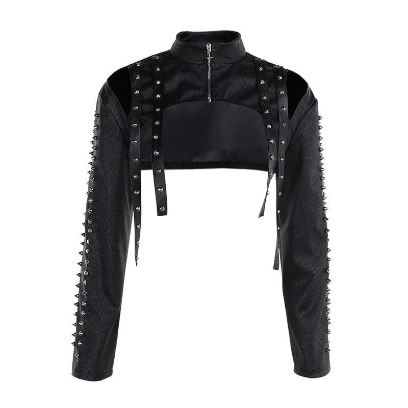 Rebellious faux leather cape – with zipper, straps &amp; punk attitude