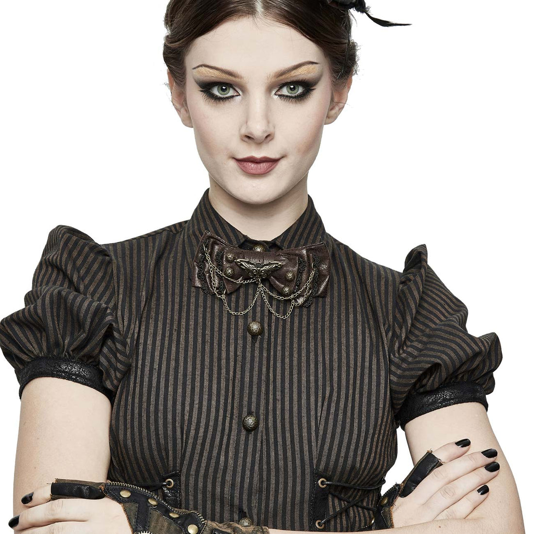 Devil Fashion – Steampunk Fliege „Chronos Relic Bow“ in Braun aus Lederimitat