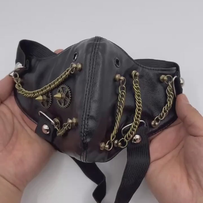 Schwarze Steampunk Halbmaske