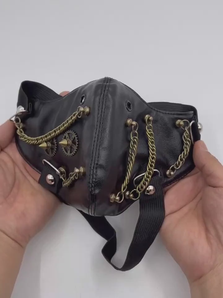 Schwarze Steampunk Halbmaske