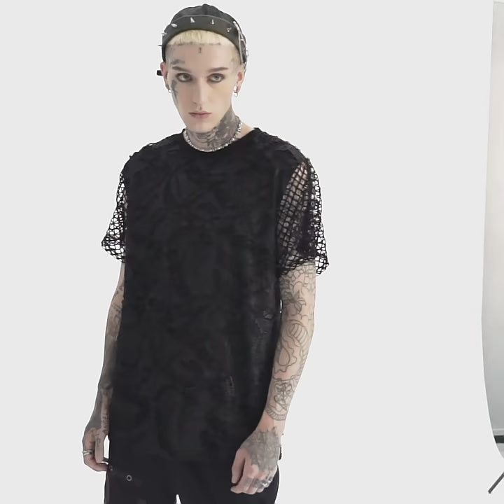 PUNK RAVE Asmodeus Basic Tee – Dystopisches Post-Apocalyptic Shirt Schwarz