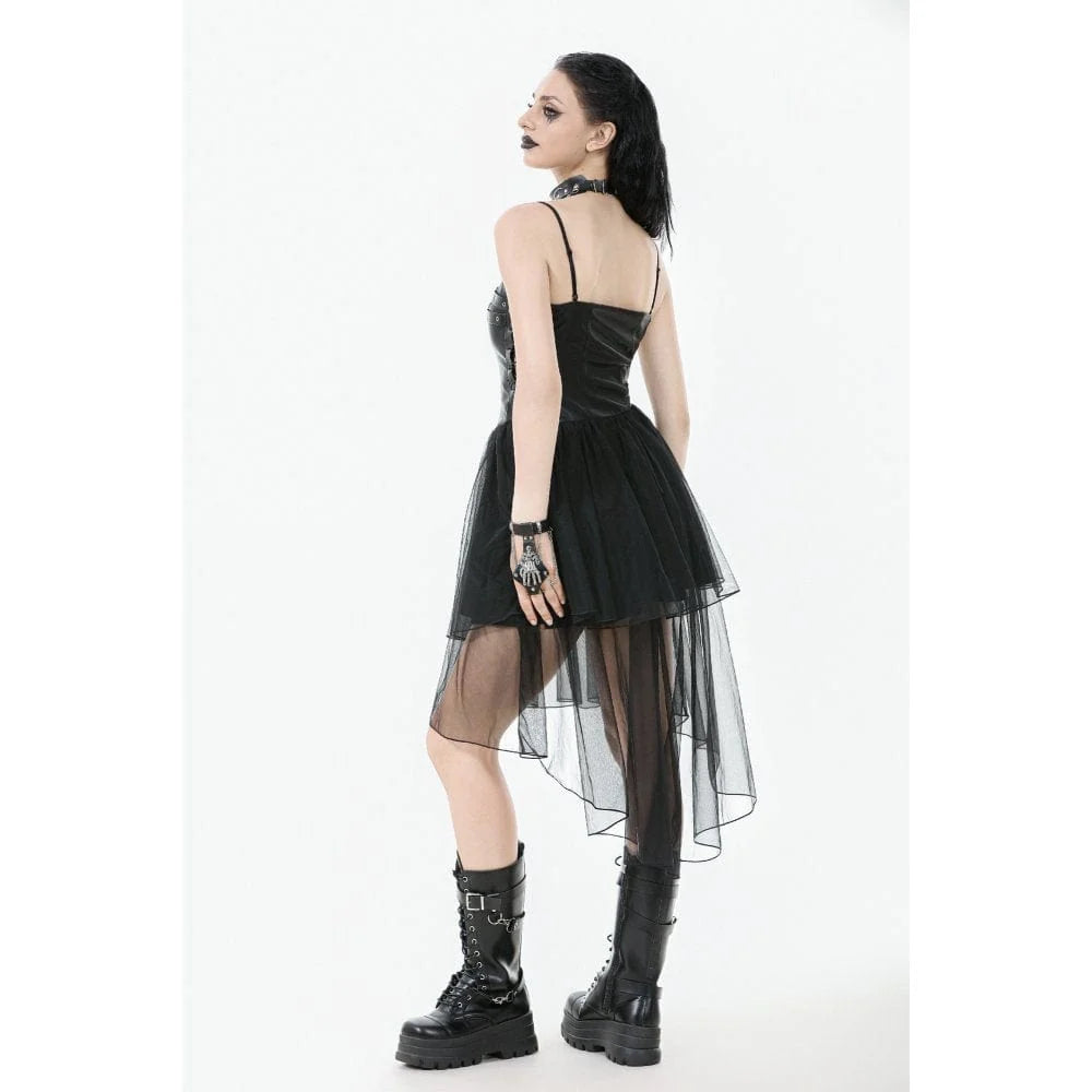 Dark in Love Isolde Buckled Corset Dress Gothic-Kleid aus Kunstleder & Mesh