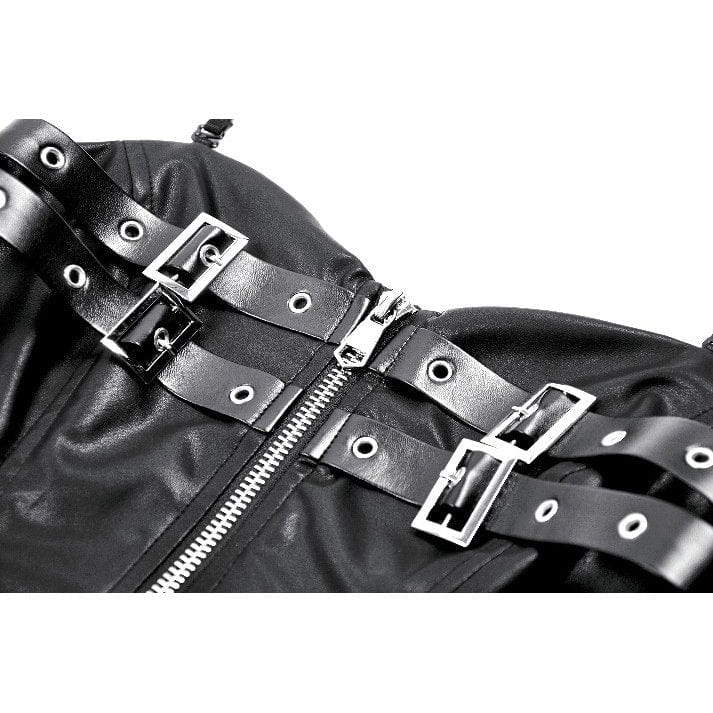 Dark in Love Isolde Buckled Corset Dress Gothic-Kleid aus Kunstleder & Mesh