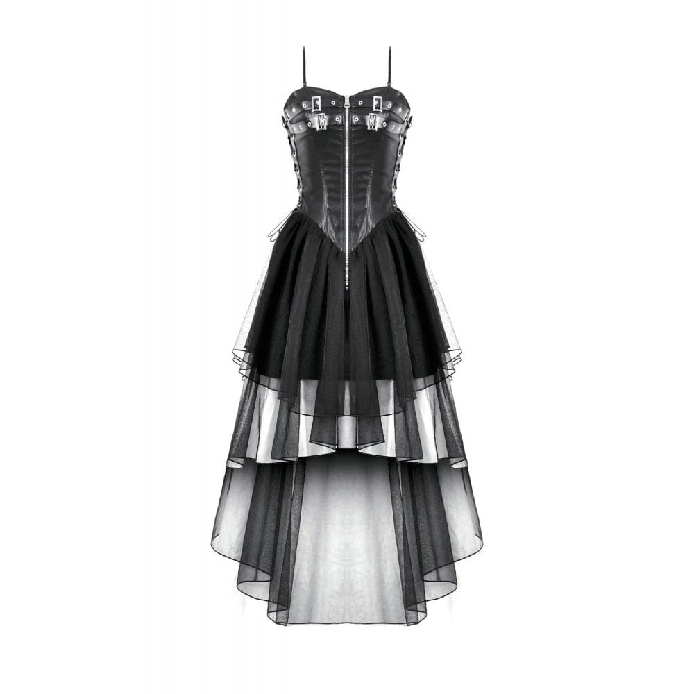 Dark in Love Isolde Buckled Corset Dress Gothic-Kleid aus Kunstleder & Mesh