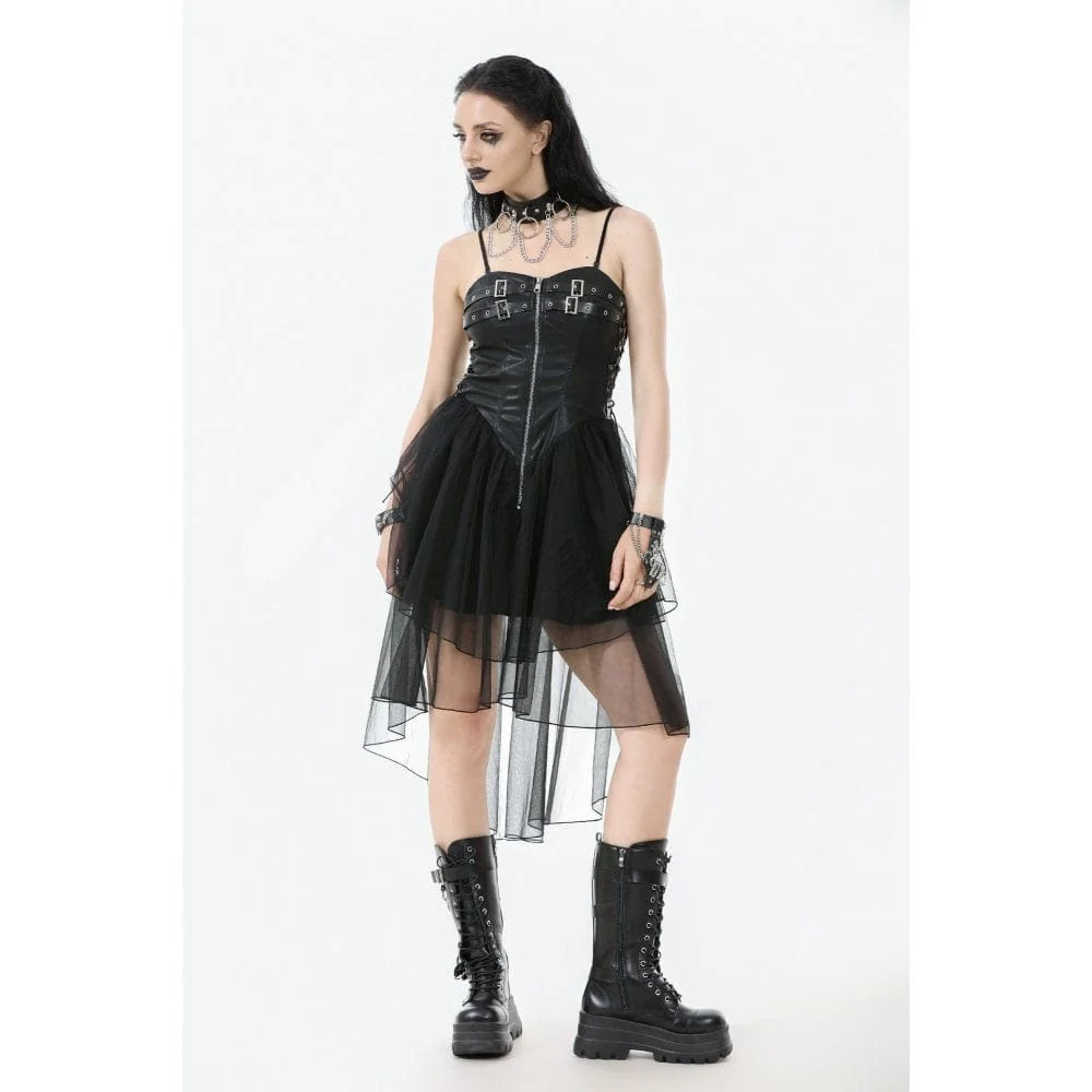 Dark in Love Isolde Buckled Corset Dress Gothic-Kleid aus Kunstleder & Mesh
