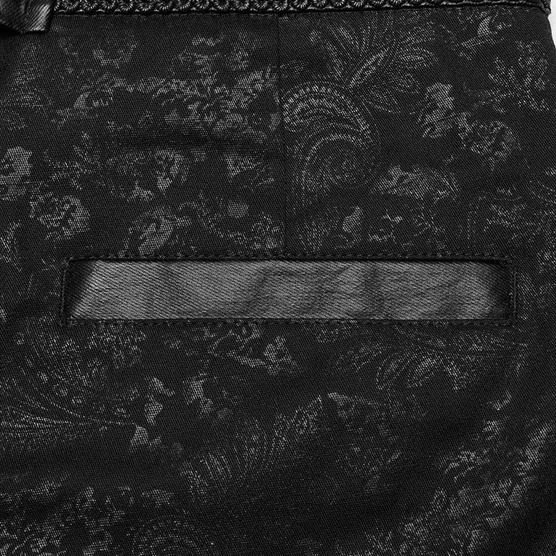 Punk Rave Syndicate Men's Pants – Victorian men's trousers with faux leather cummerbund &amp; jacquard pattern 