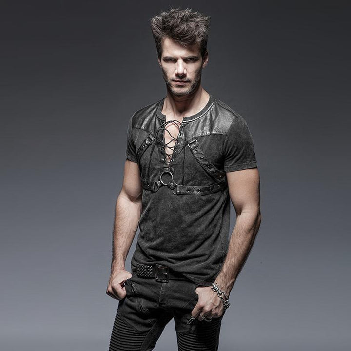 Vortex Vice – Punk Lace-Up T-Shirt mit Straps