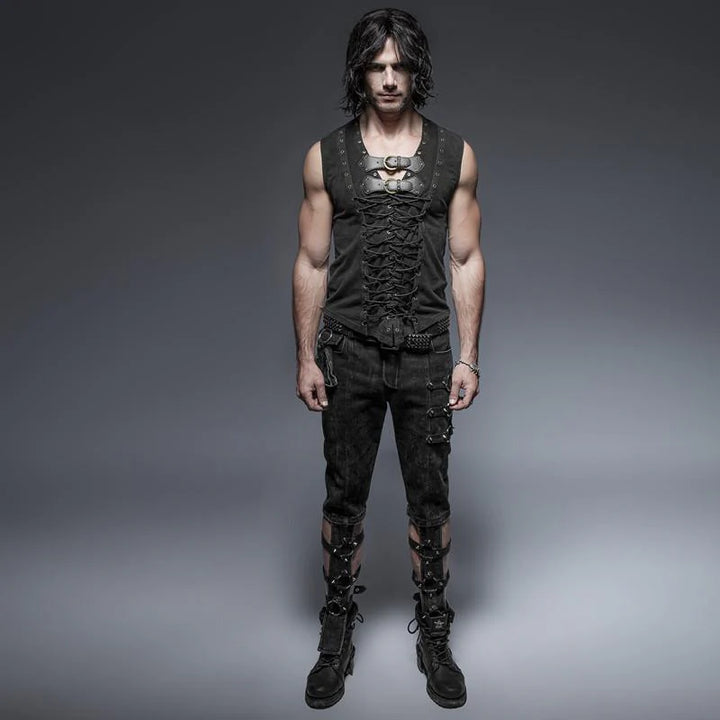 Nocturne Fuel – Retro Lace-Up Tanktop mit Schnallen