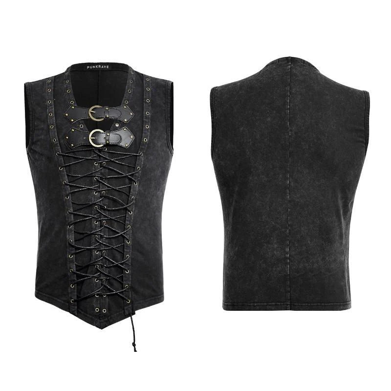 Nocturne Fuel – Retro Lace-Up Tanktop mit Schnallen