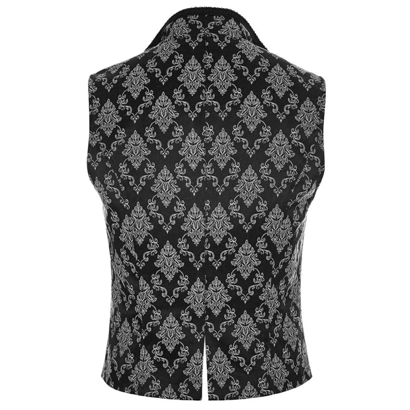 Punk Rave – Viktorianische Damast-Weste „Velarium Obscura“ in Schwarz-Weiß
