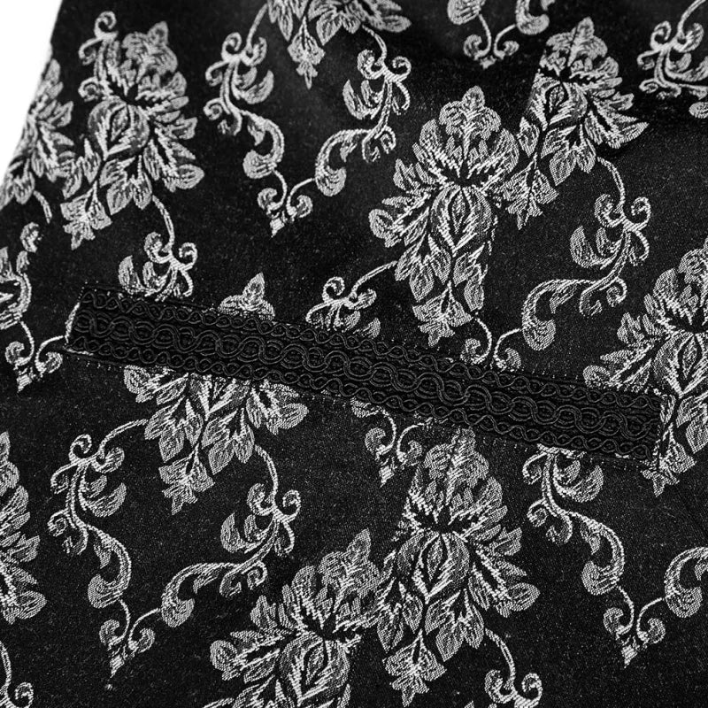 Punk Rave – Viktorianische Damast-Weste „Velarium Obscura“ in Schwarz-Weiß