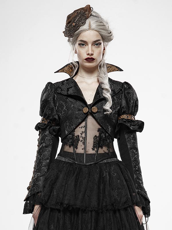 Punk Rave – Versailles Black Bolero aus Jacquard | Neo-Viktorianische Gothic Jacke