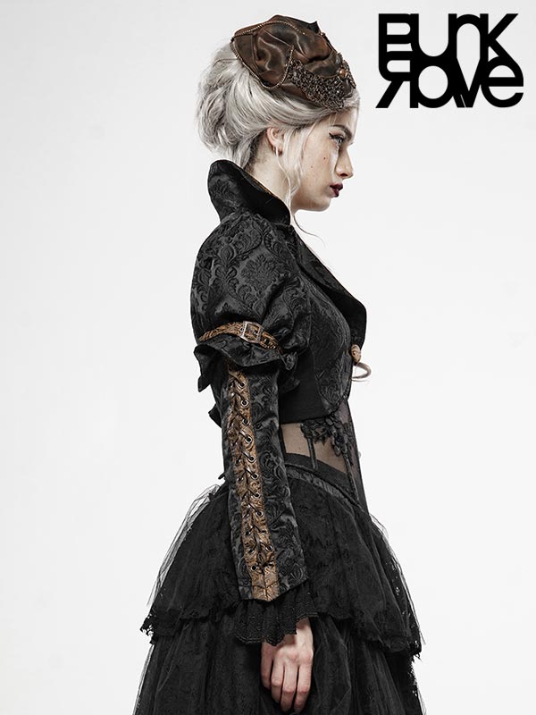 Punk Rave – Versailles Black Bolero aus Jacquard | Neo-Viktorianische Gothic Jacke