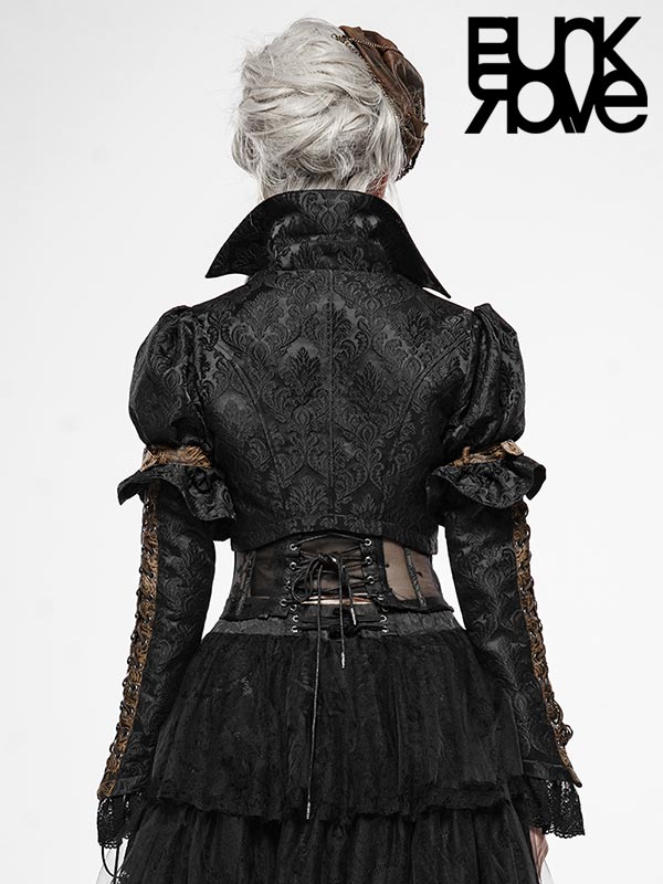Punk Rave – Versailles Black Bolero aus Jacquard | Neo-Viktorianische Gothic Jacke