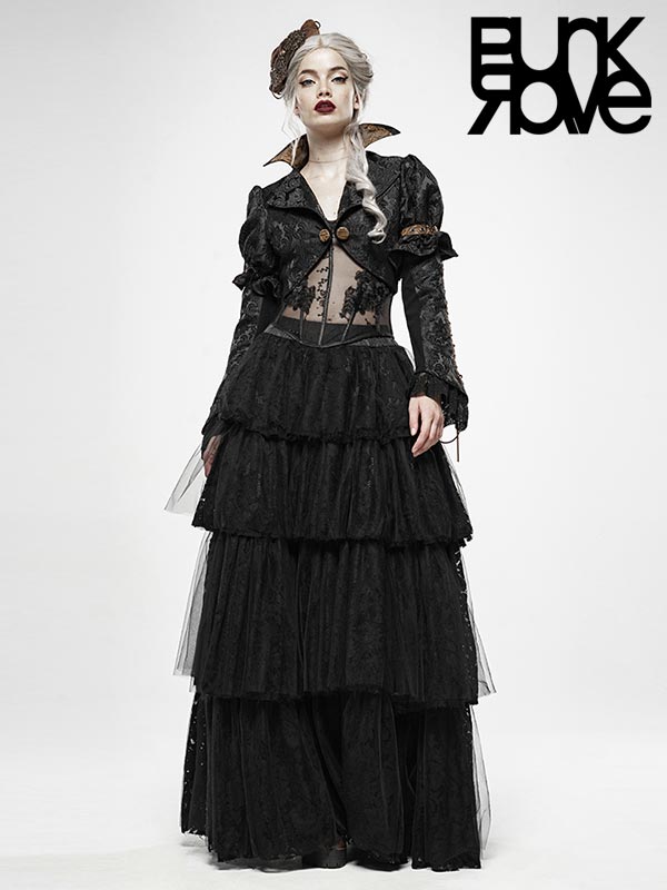 Punk Rave – Versailles Black Bolero aus Jacquard | Neo-Viktorianische Gothic Jacke