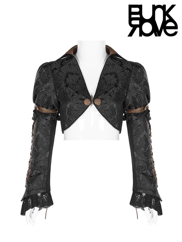 Punk Rave – Versailles Black Bolero aus Jacquard | Neo-Viktorianische Gothic Jacke
