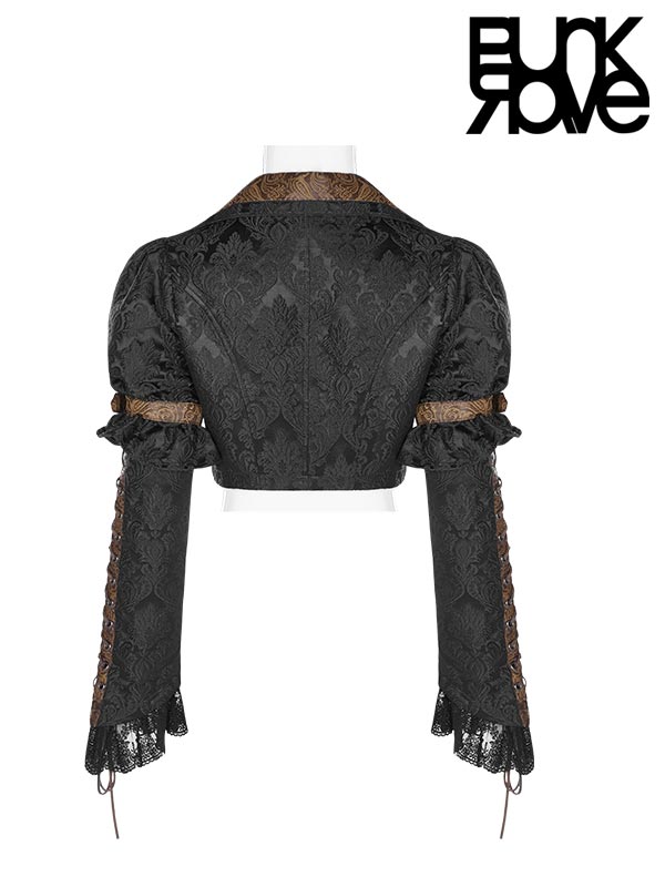 Punk Rave – Versailles Black Bolero aus Jacquard | Neo-Viktorianische Gothic Jacke