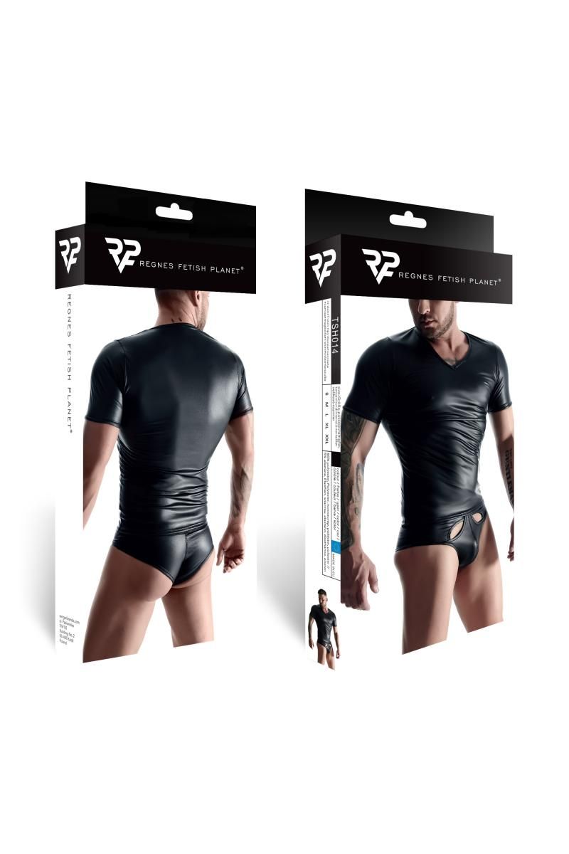 Das aufregende Fetisch-Herrenshirt verkaufsfertig und geschützt verpackt in der edlen Hochglanzbox.