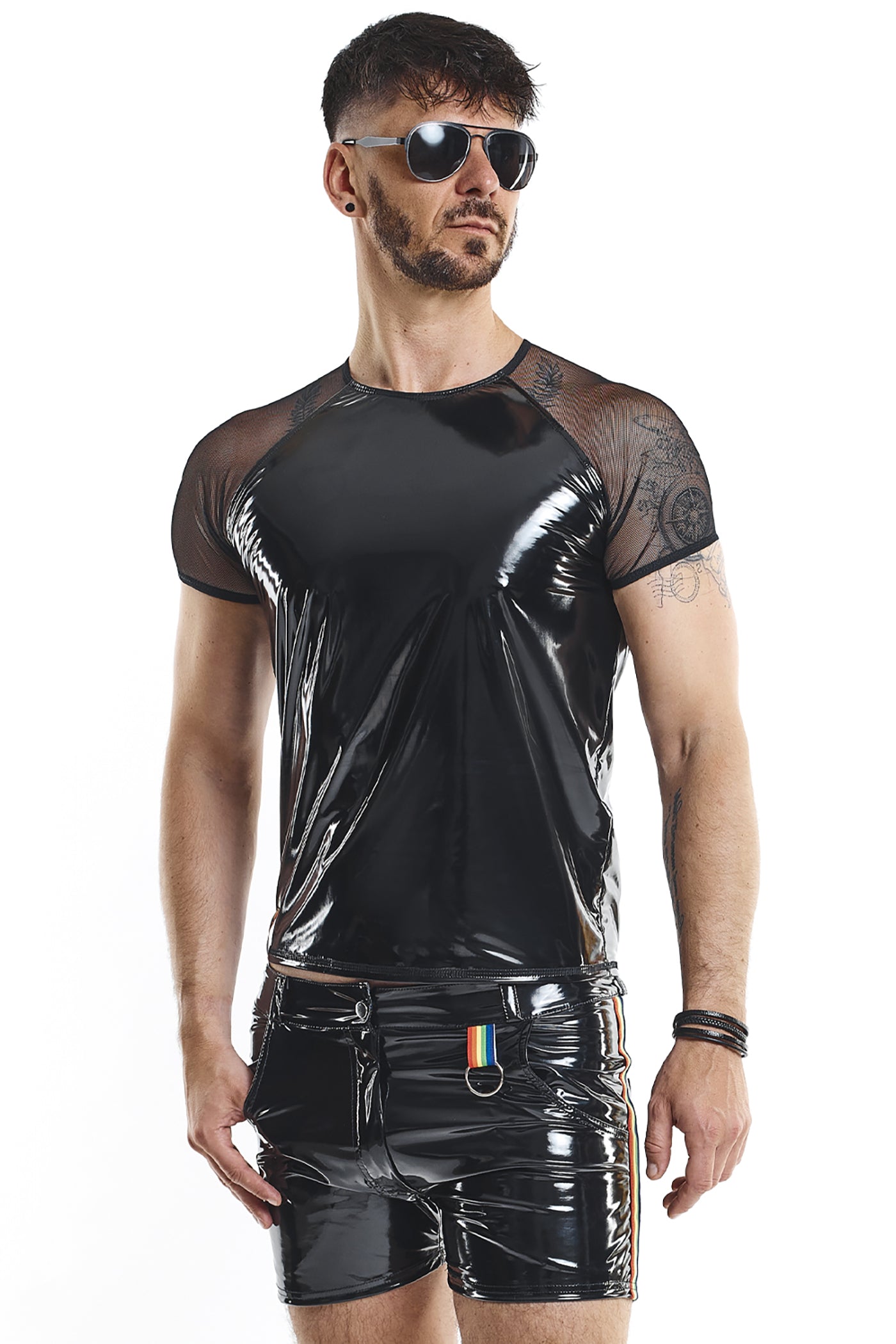Detailaufnahme der Schulterpartie aus feinem, hoch elastischem Mesh-Material für aufregende Einblicke.