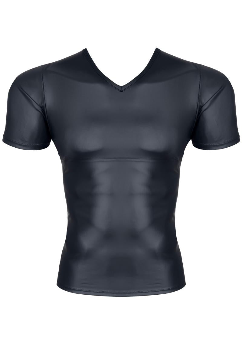 T-Shirt TSH014 schwarz - XDie elastische Materialstruktur des schwarzen Regnes T-Shirts im modern matten Kunstleder-Look.XL-0